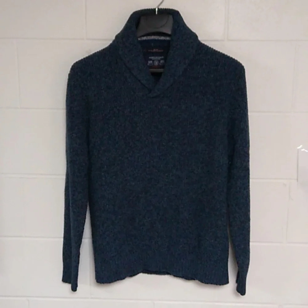 AMERICAN EAGLE OUTTFITTERS, SKI RESORT, SHAWL COLLAR COTTON, WOOL BLEND SWEATER